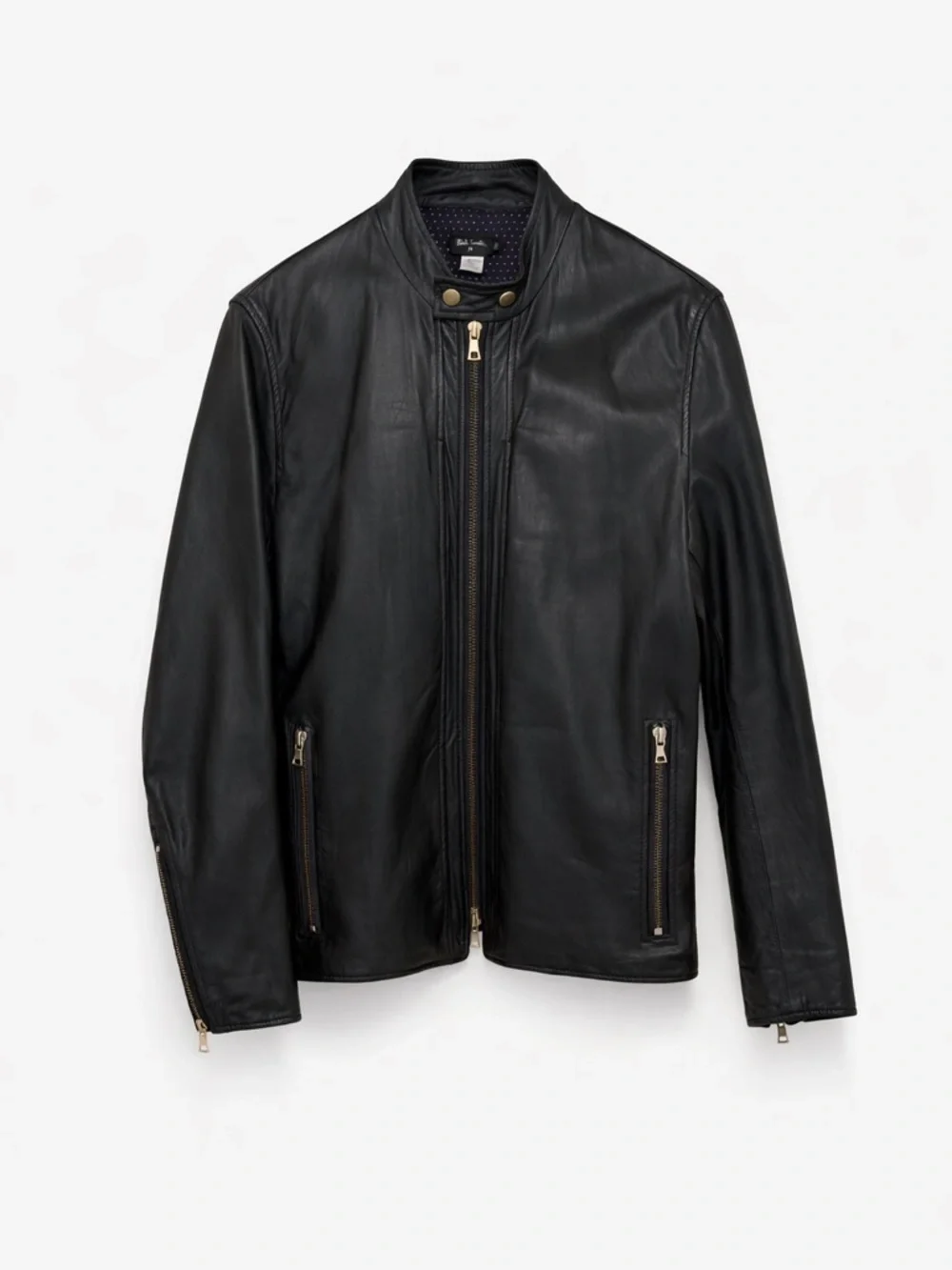 Paul Smith Black Lamb Leather Moto Jacket Men’s Medium Minimalist Biker Designer